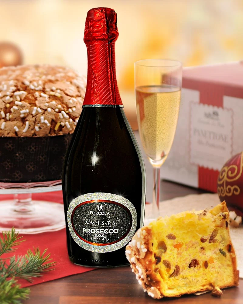 Prosecco mit Panettone - Geschenkset – ansprechend in Szene gesetzt