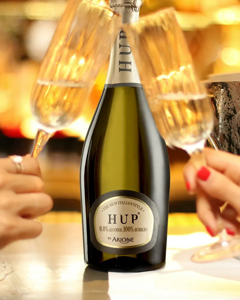 HUP Bianco - Spumante ohne Alkohol – ansprechend in Szene gesetzt