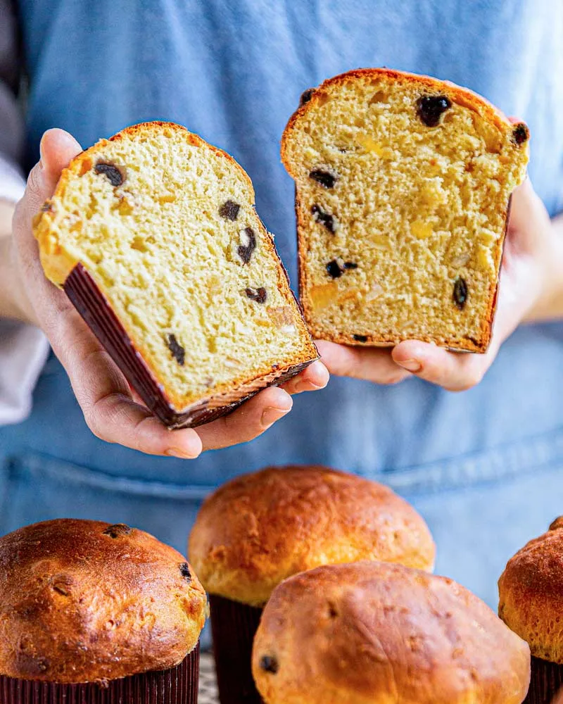 Mini-Panettone Schokolade Birne – ansprechend in Szene gesetzt